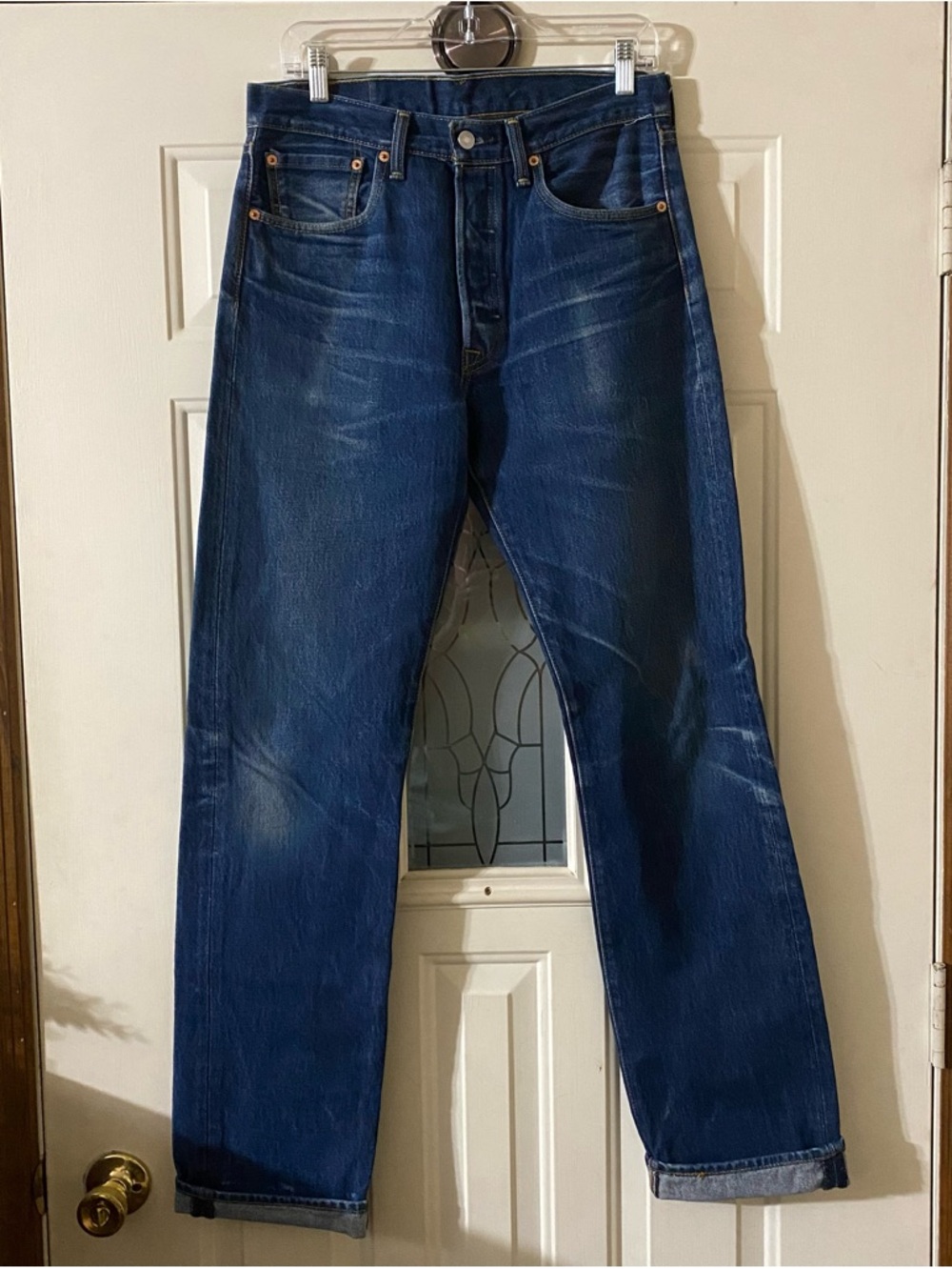 Levis 501 Jeans Mens 32x38 Straight Button Fly Denim Thrashed 32x36